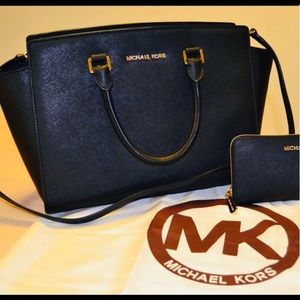 Michael Kors black Selma Bag and Wallet.